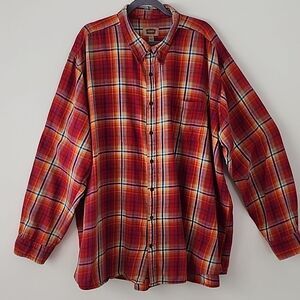 Foundry Multicolor Plaid Madras Cotton Casual Button Down Shirt 4XLT (1A)
